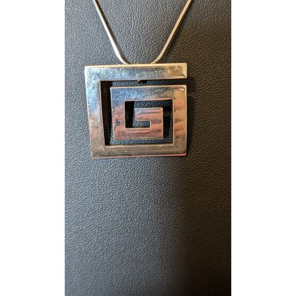 Sterling Silver Greek Key Mexico 925 Pendant & 20" Chain Necklace - Picture 6 of 7